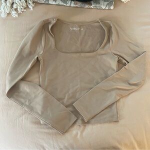 Abercrombie & Fitch Beige Long Sleeve Top